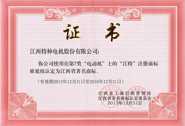 13年著名商標證書