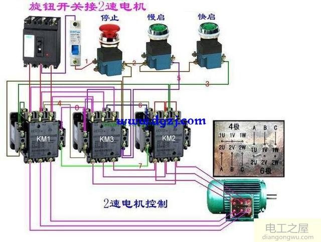 雙速電機(jī)高低速接線圖解