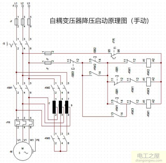 電動機自耦降壓啟動柜變壓器接線圖