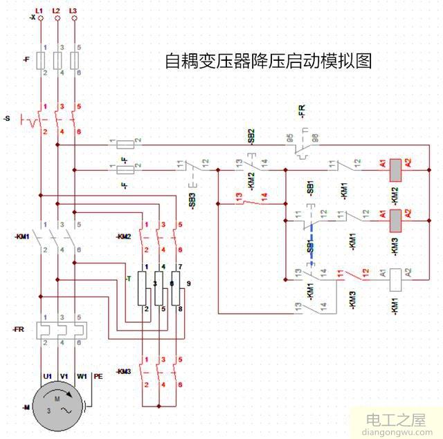 電動機自耦降壓啟動柜變壓器接線圖