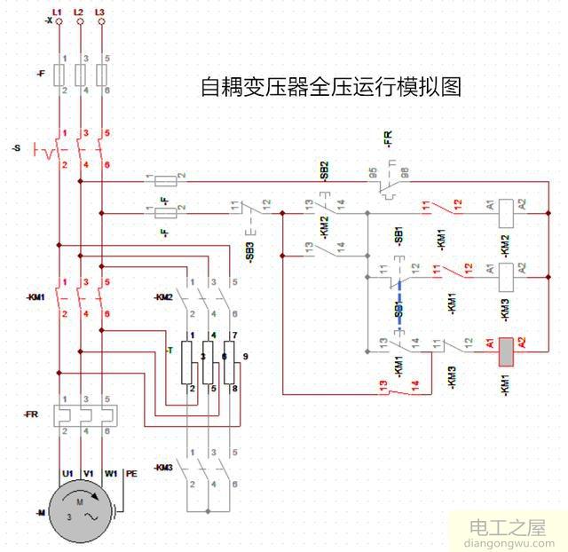 電動機自耦降壓啟動柜變壓器接線圖