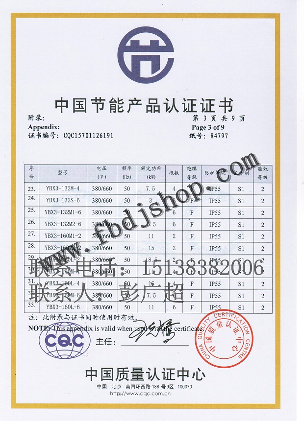 YBX3節(jié)能證書(shū)